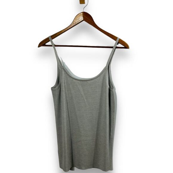 St John Wool Blend Metallic Knit Tank Top Silver Gray Scoop Neck Size M - Picture 4 of 6